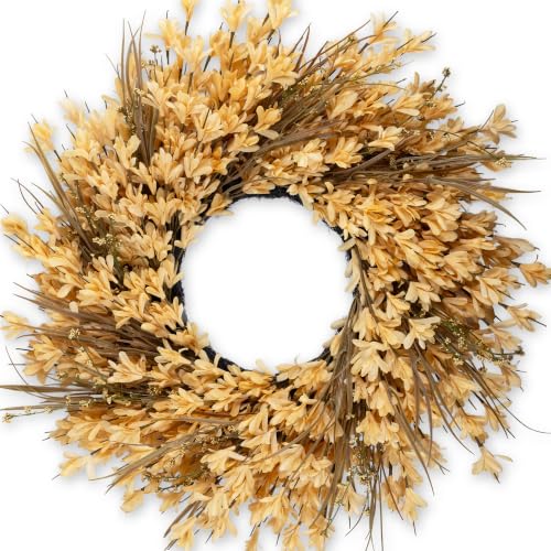 Large Outdoor Fall Wreath with Yellow Forsythia & Berries - 26-28 Inches