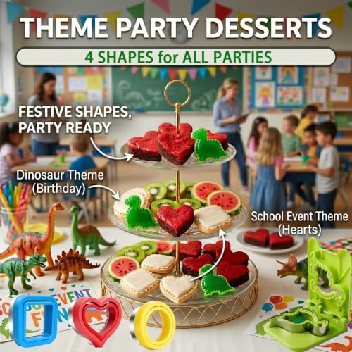 Uncrustable Sandwich Cookie Cutters Round Square Heart Dinosaur