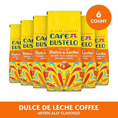 Caramel Dulce de Leche Flavored Ground Coffee - 6 Bags of 11oz, Bold Latin Roast
