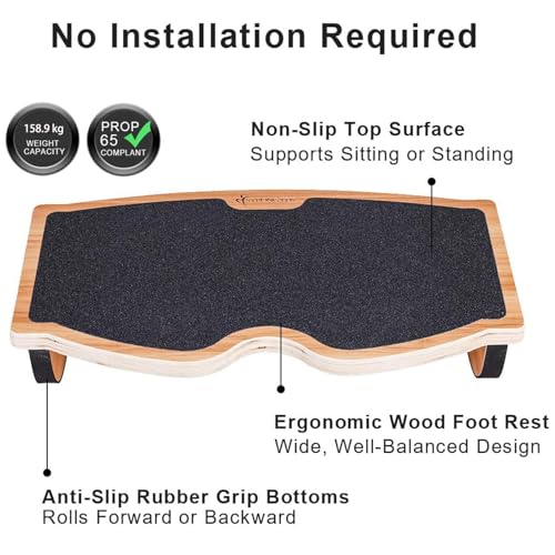 StrongTek Wooden Rocking Footrest 18x11 Inches, Anti-Slip Desk Footrest, Supports 350lbs