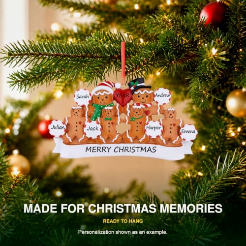 Family of 6 Christmas Ornament 2026 Personalized Gingerbread House - DIY Custom Holiday Decor