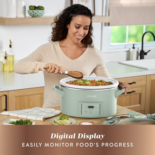 Crock-Pot 7-Quart Programmable Slow Cooker Desert Sage Green - Modern Design, Digital Countdown & Locking Lid