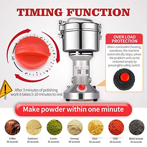 Electric Herb Grinder 550g High-Speed Stainless Steel Spice Mill for Dry Food - Variation of THIS listing