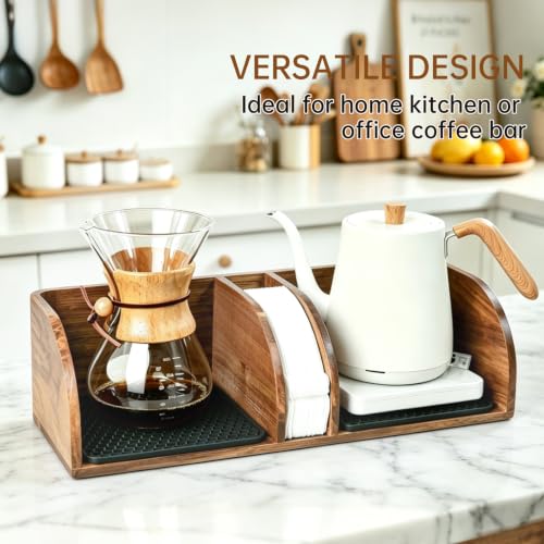Big Acacia Coffee Bar Station Organizer Stand for Chemex & Pour Over - Durable & Stylish