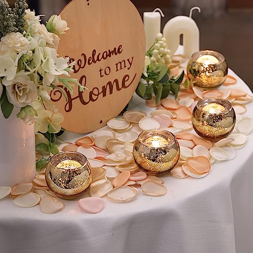 Gold Mercury Glass Votive Candle Holders Set of 36 - Round Tealight Decor