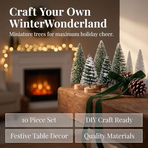 Mini Artificial Christmas Trees with Snow Frost - 10 Pack, Home Decor, DIY Holiday Ornaments
