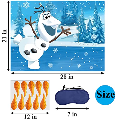 Pin The Nose on The Snowman Game for Kids Christmas Party Game for Kids Snowman Pin Game with 24Pcs Nose Stickers Birthday Party Supplies Activities