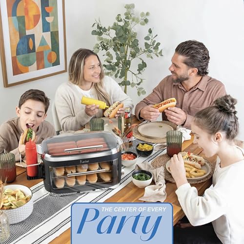 Kusini Hot Dog Roller Grill & Toaster Oven - Holds 8 Hot Dogs & Buns