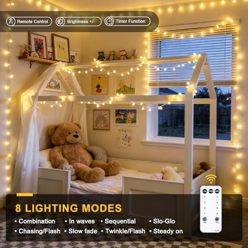 JMEXSUSS 147ft 300 LED Globe String Lights Outdoor Waterproof with Remote - Warm White