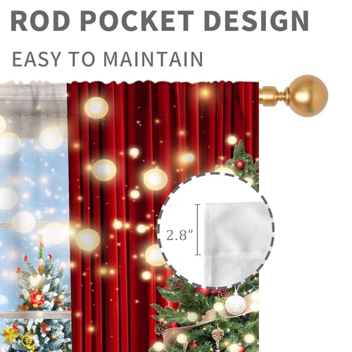 TKUYO Christmas 2 Panels Curtain 21x45 in with Snowflake Design - 42x45 in Pair (Christmas-05 / 21"W x 45"L)