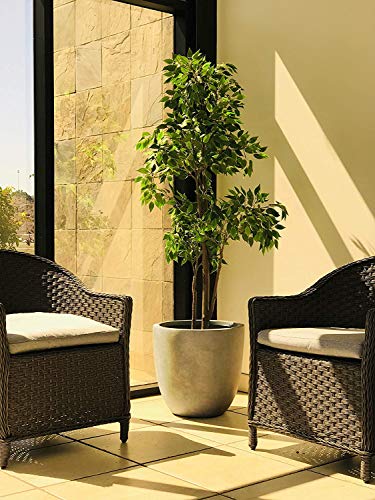Weathered Concrete 18-Inch Large Round Plant Pot for Indoor & Outdoor Use