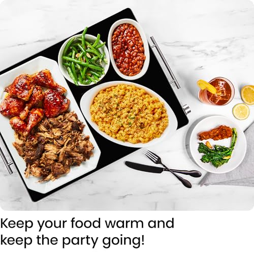 Chefman Stainless Steel Electric Warming Tray 21x16-inch Glass Top for Buffets & Parties