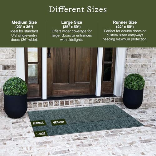 WaterHog Boxwood Entrance Mat 23x36 Inches - Indoor/Outdoor All-Weather Rug, Bluestone