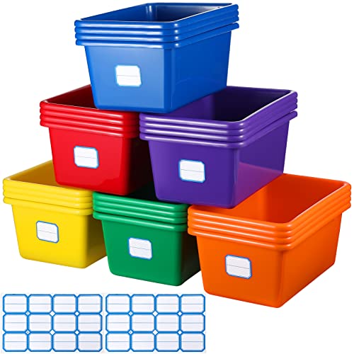 Hoolerry 24 Pack Classroom Storage Bins - Colorful, 11.5 x 7.5 x 5 Inches