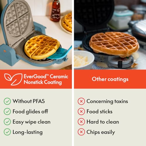 BELLA Flip & Store Non-Toxic Belgian Waffle Maker Surf / 7-inch