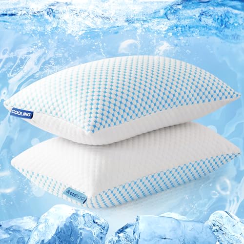 King Size Cooling Pillow Set of 2 - Adjustable Shredded Memory Foam Pillows