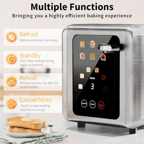 2-Slice Toaster with Touch Screen & Wide Slots - Silver