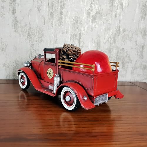 Vintage Fire Truck Model - Metal Collectible Toy 11.3 Inches Long