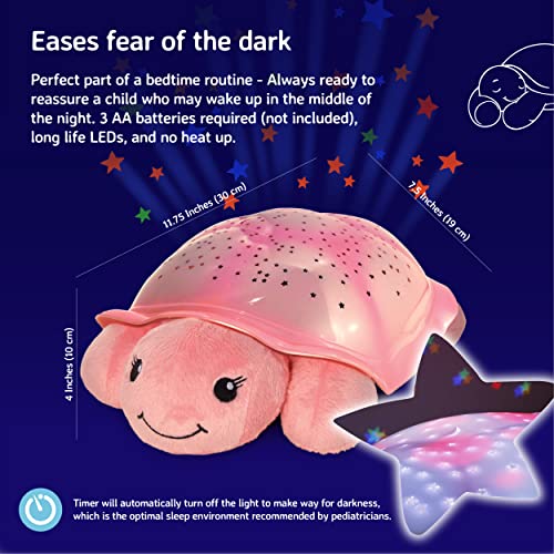 Twinkling Twilight Turtle Star Projector Nightlight with White Noise - Pink