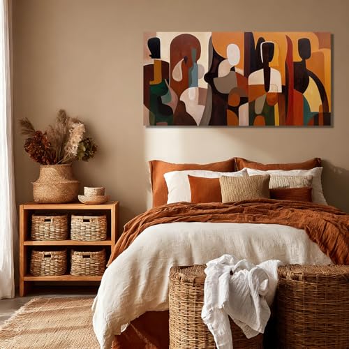 GAIDUOMAI Brown Geometric Wall Art 24x48 Inch Framed for Living Room Office