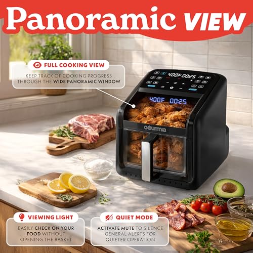 Gourmia 7 Qt Air Fryer with Panorama Window & Touchscreen - Black