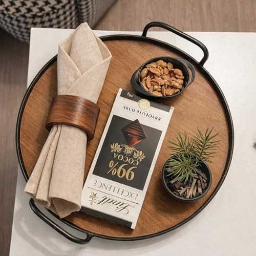 SHAFA IMPEX 12-Piece Acacia Napkin Ring Set, Natural 2x2x1.25 in - Farmhouse Style