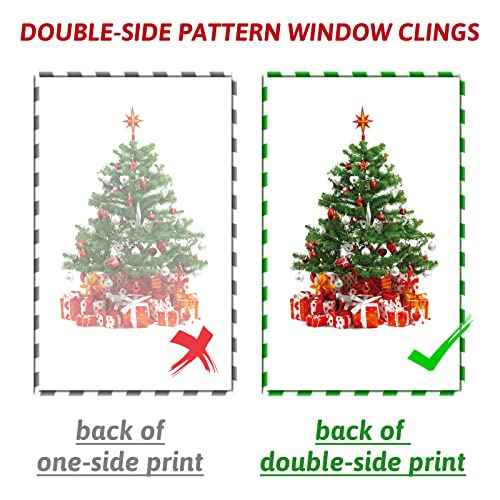 DIY Christmas Windows Stickers Wreath Snowflakes Santa Claus Xmas Tree Wall Window Clings Door Mural Decals Static Sticker for Showcase Winter Party Decorations (11 Sheets)