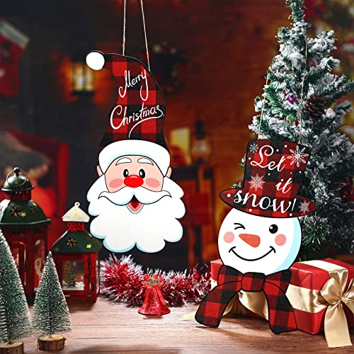 Namalu 2-Pack Christmas Wooden Door Decorations Santa & Snowman