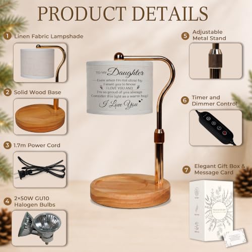 To My Daughter Candle Warmer Lamp with Timer Dimmable - Elegant Fragrance Gift