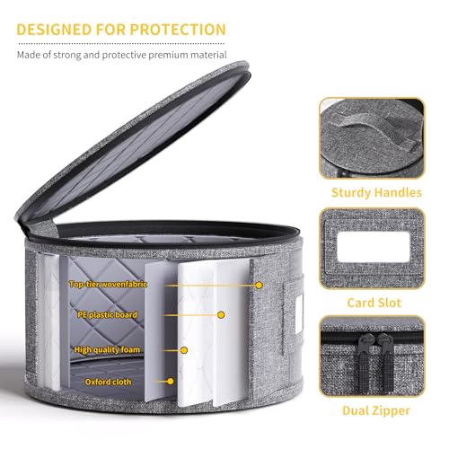 YearningHome 5 Pack Quilted China Storage Containers Hard Shell Dish Organizer Set