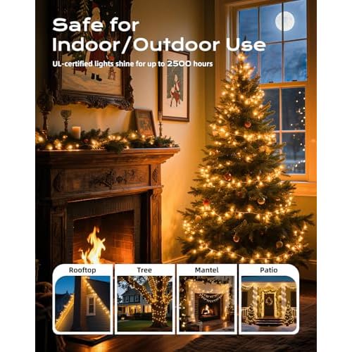 Brightown Christmas Lights, 100-Count 25ft Clear Incandescent Bulb Mini String Lights for Indoor Holiday Decor, Christmas Tree Garland Wedding Party Multi-Use Decoration, White Wire