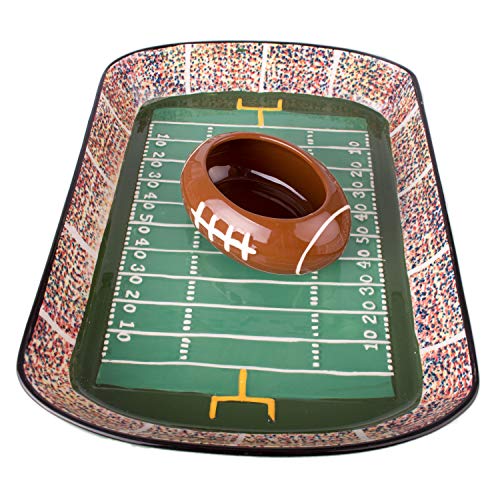 Football Stadium Ceramic Chip and Dip Serving Set for Game Day