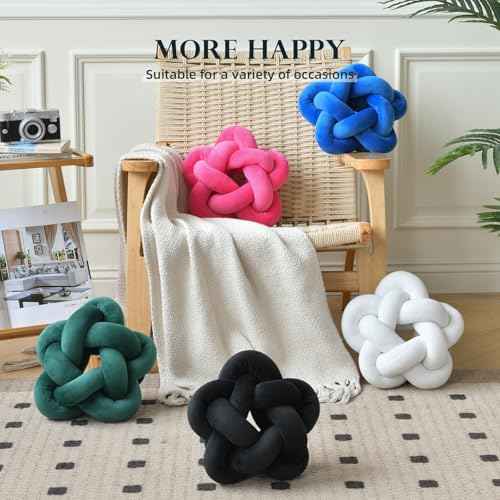 Knot Plush Throw Pillow Kids Handmade Knotted Star Pillow Soft Sofa Lumbar Cushion Stuffed Cushion Home Office Children Room Decor, Emerald Green