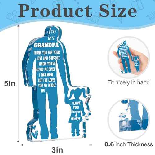 Grandpa Gifts from Granddaughter Birthday Gifts Idea for Grandfather from Granddaughter Best Grandpa Ever Gifts to My Grandpa Christmas Fathers Day Gift for Granddad Papa Acrylic Plaque Sign