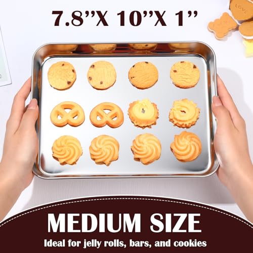 24 Pack Stainless Steel Baking Sheets - 10 x 8 x 1 Inch Oven & Cookie Trays - Durable Non-Stick Surface
