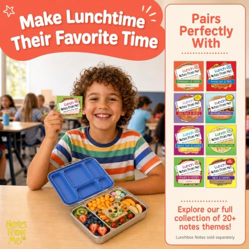 Kids Stainless Steel Bento Lunch Box Blue - Leakproof 5-Compartment Food Container