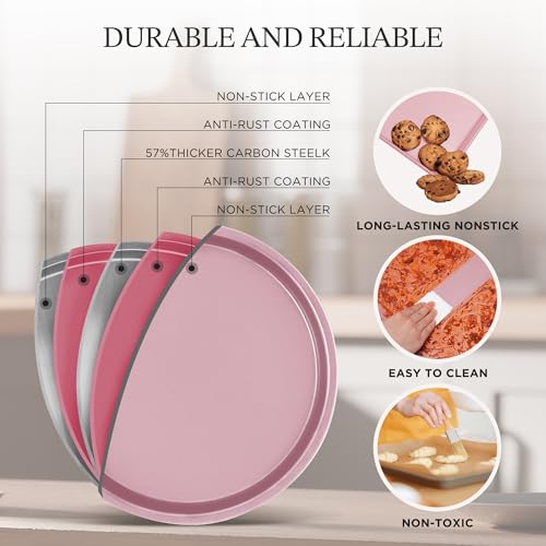 Pink 19-Piece Bakeware Set - Nonstick Cake Pans, Loaf, Muffin, Cookie Sheet & Cooling Rack