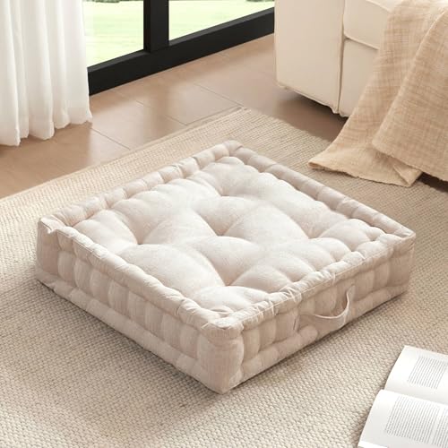 Intelligent Design Ivory Square Floor Pillow 24x24 Meditation Cushion