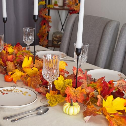 142Ft Fall Leaf Garland - 24 Pack Artificial Maple Leaves for Autumn Decor