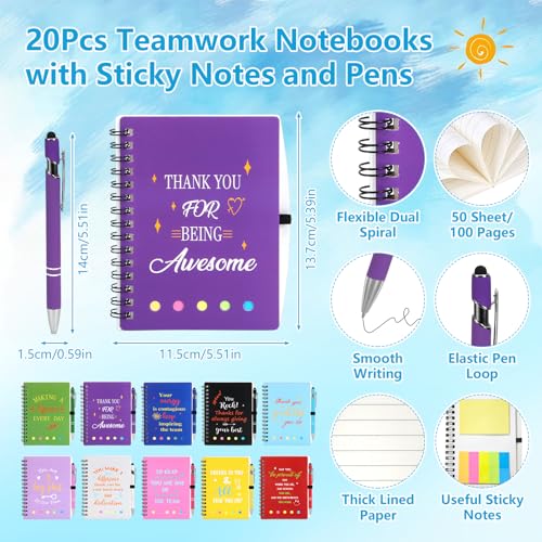 Team Gift Set - 141Pcs 20-Count Employee Appreciation Kit with 16oz Tumblers, Notebooks, Pens, Bracelets, Keychains, Cards