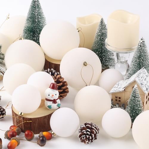 Woonfond 60-Piece Velvet Christmas Ball Ornaments Set, White (6 sizes)