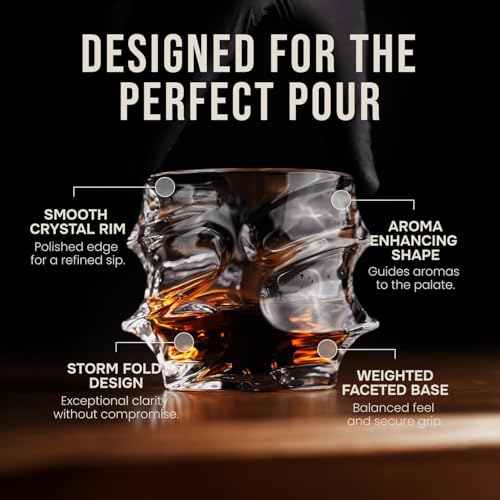Storm Crystal Cocktail Whiskey Glasses Set of 2 - Elegant Gift for Men