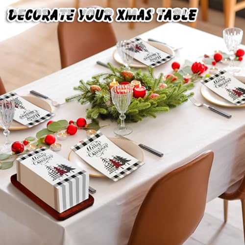 Sinmoe Christmas Tree Disposable Paper Napkins 200 Pack for Bathroom & Party, Holiday Decor