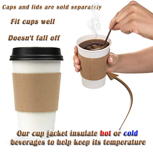Kraft Brown Coffee Cup Sleeves 1000 Pack - Disposable Insulating Drink Sleeves for 12-24 oz Hot & Cold Beverages