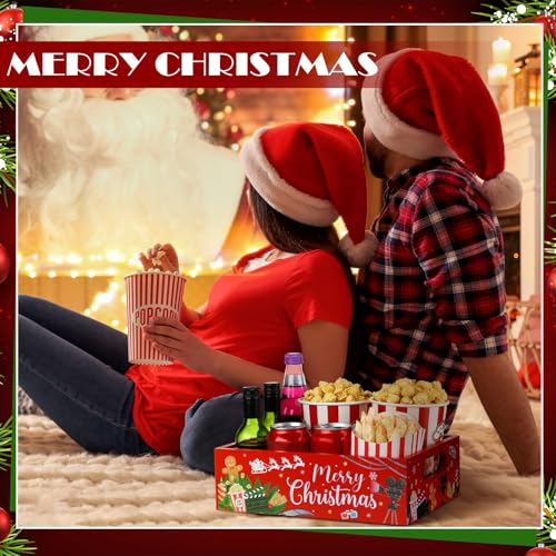 GlikCeil Christmas Movie Night Snack Tray with Handles - Festive Wooden Organizer