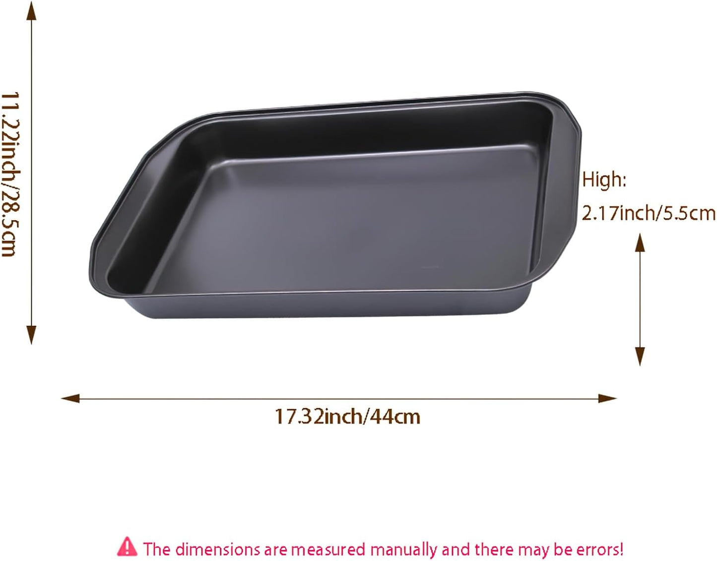 Skiennix Large Rectangular Baking Pan - Non-Stick Carbon Steel Cake Mold | 17 Inches
