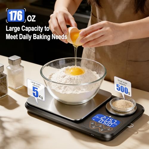 Weigh Gram Black Digital Dual Platform Food Kitchen Scale 5kg/0.01g