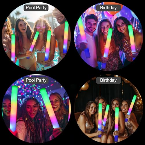 68 Pcs Foam Glow Sticks – LED Light Up Wands with 3 Modes (Fast/Slow/Alternating) for Parties (Variation: 68Pcs-Foam glow sticks)
