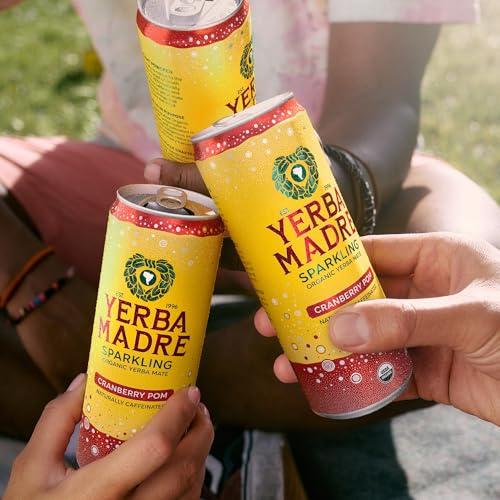 Sparkling Cranberry Pom Yerba Mate Drink - Organic, 12oz Cans Pack of 12