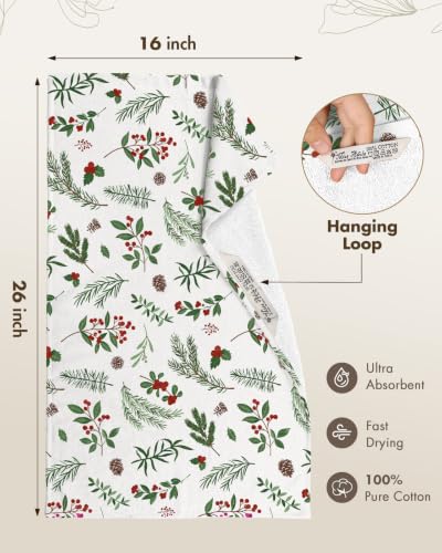 Miss Adola Christmas Frost 3-Piece Cotton Kitchen Towels 270GSM, 15 x 25 in